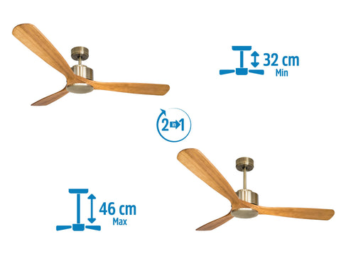 Ventilador de techo Reversible Termostato Wifi Motor DC Techos Inclinados Mando a Distancia Hypersilence Memoria