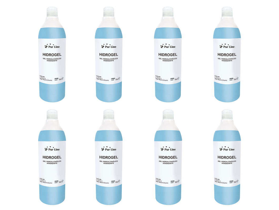 Gel hidroalcohólico higienizante, pack de 8 botellas de 250ml