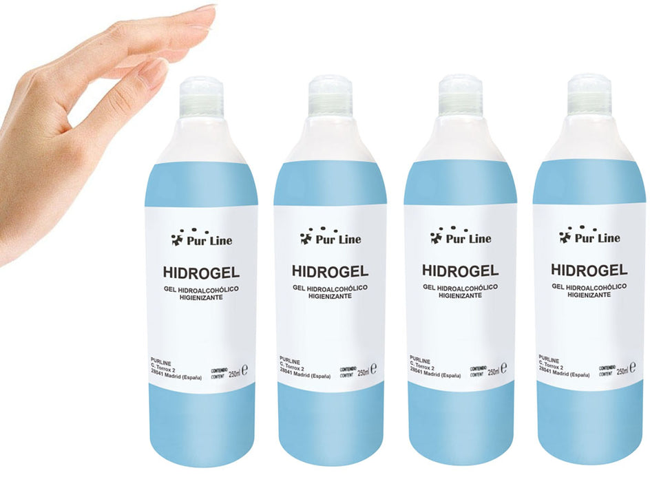 Gel hidroalcohólico higienizante, pack de 4 botellas de 250ml