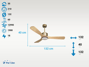 Ventilador de Techo Ultra silencioso de bajo consumo DC ParosD132C02LED65960