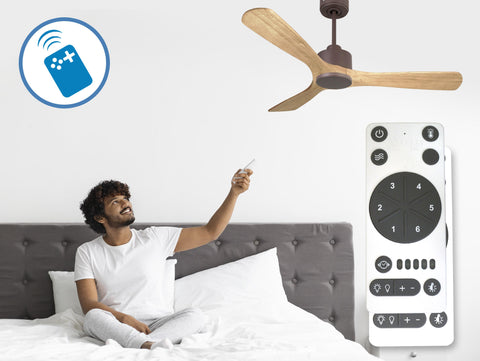 Ventilador de techo Reversible Termostato Wifi Motor DC Techos Inclinados Mando a Distancia Hypersilence Memoria 3