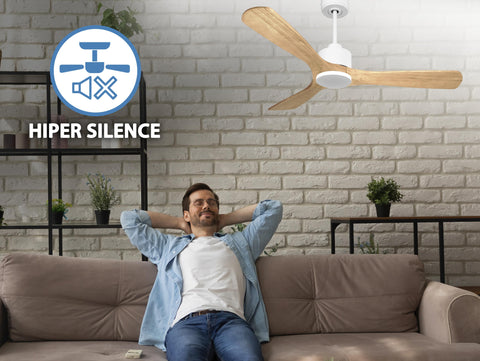 Ventilador de techo Reversible Termostato Wifi Motor DC Techos Inclinados Mando a Distancia Hypersilence Memoria 3