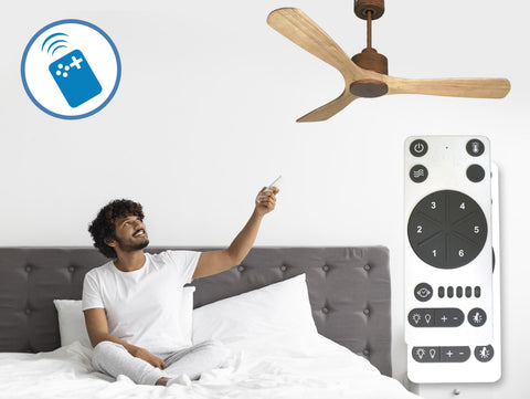 Ventilador de techo Reversible Termostato Wifi Motor DC Techos Inclinados Mando a Distancia Hypersilence Memoria 2