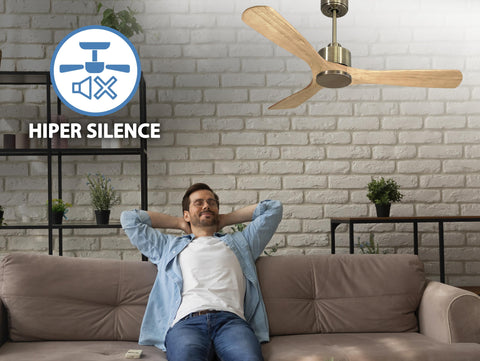 Ventilador de techo Reversible Termostato Wifi Motor DC Techos Inclinados Mando a Distancia Hypersilence Memoria 3