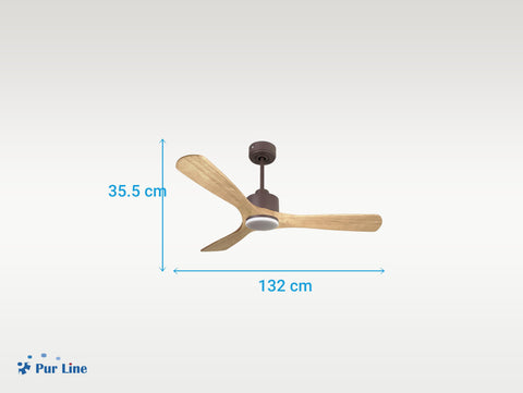 Ventilador de techo Reversible Termostato Dimable Wifi Motor DC Techos Inclinados Mando a Distancia Luz tres tonos Hypersilence Memoria 3