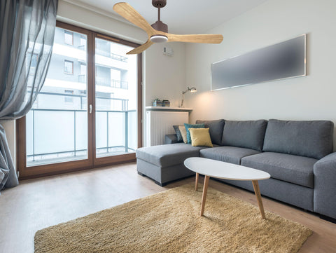 Ventilador de techo Reversible Termostato Dimable Wifi Motor DC Techos Inclinados Mando a Distancia Luz tres tonos Hypersilence Memoria 7