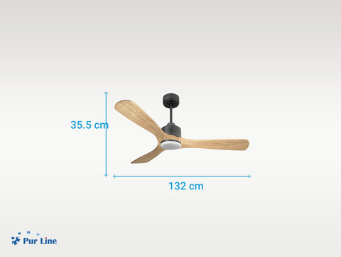 Ventilador de techo Reversible Termostato Dimable Wifi Motor DC Techos Inclinados Mando a Distancia Luz tres tonos Hypersilence Memoria 5