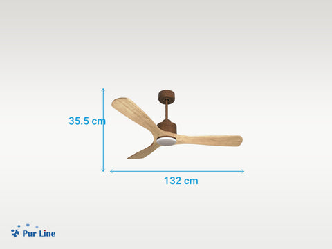 Ventilador de techo Reversible Termostato Dimable Wifi Motor DC Techos Inclinados Mando a Distancia Luz tres tonos Hypersilence Memoria 2