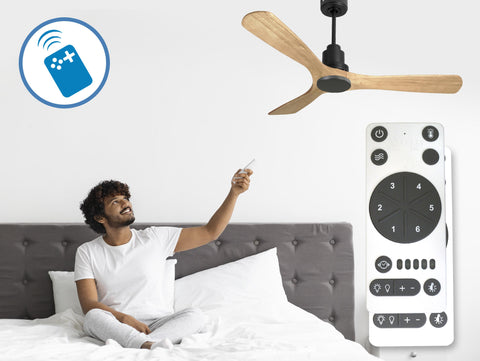 Ventilador de techo Reversible Termostato Wifi Motor DC Techos Inclinados Mando a Distancia Hypersilence Memoria 4