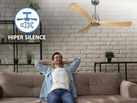 Ventilador de techo Reversible Termostato Wifi Motor DC Techos Inclinados Mando a Distancia Hypersilence Memoria 7