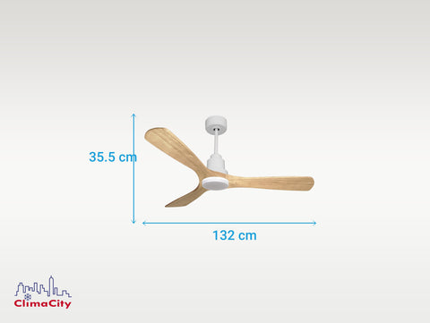 Ventilador de techo Reversible Termostato Dimable Wifi Motor DC Techos Inclinados Mando a Distancia Luz tres tonos Hypersilence Memoria 4