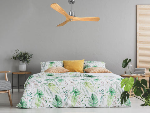 Ventilador de techo Reversible Termostato Dimable Wifi Motor DC Techos Inclinados Mando a Distancia Luz tres tonos Hypersilence Memoria 2