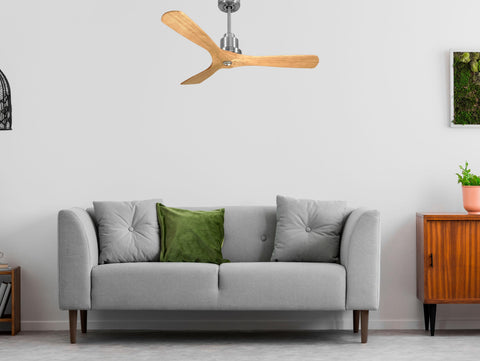 Ventilador de techo Reversible Termostato Dimable Wifi Motor DC Techos Inclinados Mando a Distancia Luz tres tonos Hypersilence Memoria 3