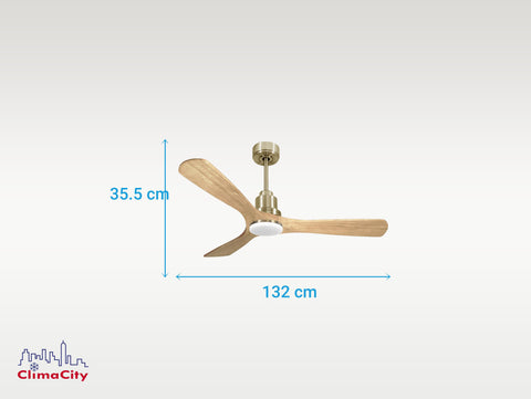 Ventilador de techo Reversible Termostato Dimable Wifi Motor DC Techos Inclinados Mando a Distancia Luz tres tonos Hypersilence Memoria 6