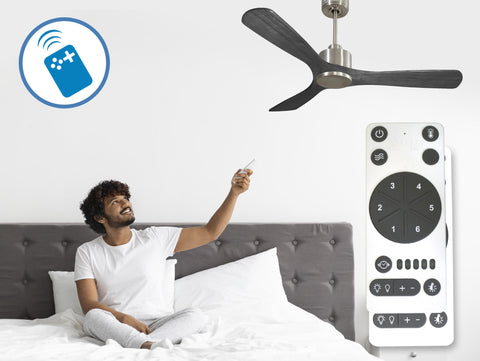 Ventilador de techo Reversible Termostato Wifi Motor DC Techos Inclinados Mando a Distancia Hypersilence Memoria 6