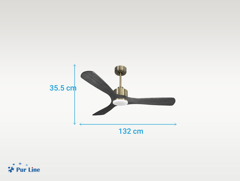 Ventilador de techo Reversible Termostato Dimable Wifi Motor DC Techos Inclinados Mando a Distancia Luz tres tonos Hypersilence Memoria 2