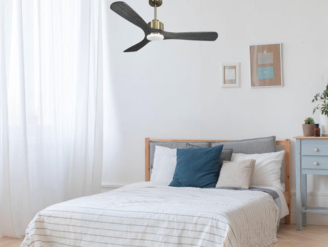 Ventilador de techo Reversible Termostato Dimable Wifi Motor DC Techos Inclinados Mando a Distancia Luz tres tonos Hypersilence Memoria 7
