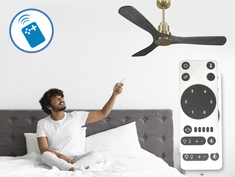 Ventilador de techo Reversible Termostato Wifi Motor DC Techos Inclinados Mando a Distancia Hypersilence Memoria 4