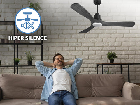 Ventilador de techo Reversible Termostato Dimable Wifi Motor DC Techos Inclinados Mando a Distancia Luz tres tonos Hypersilence Memoria 5