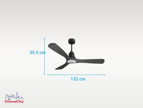 Ventilador de techo Reversible Termostato Dimable Wifi Motor DC Techos Inclinados Mando a Distancia Luz tres tonos Hypersilence Memoria 7