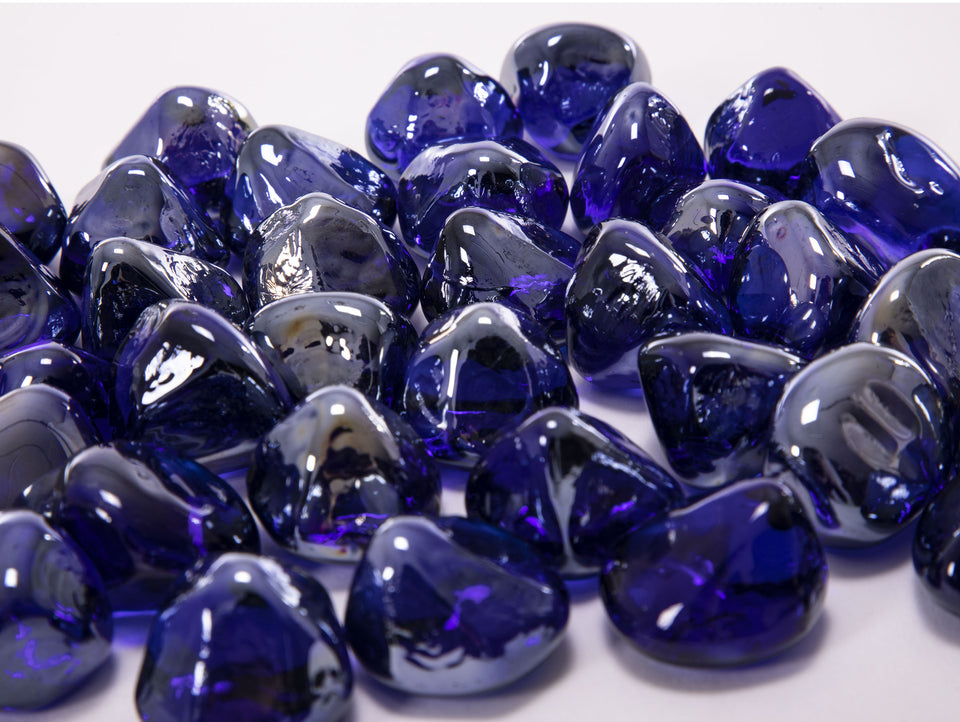 Piedras decorativas azules en forma de diamante para chimenea de etanol