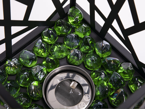 Piedras decorativas verdes en forma de diamante para chimenea de etanol