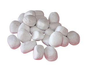 Piedras decorativas en blanco de fibra cerámica para chimenea. Pack de 24 uds