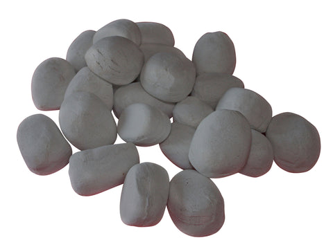 Piedras decorativas de fibra cerá¡mica gris para chimenea. Pack de 24 uds