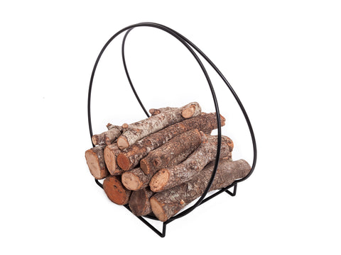Cesta porta leña en acero negro