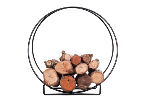 Cesta porta leña en acero negro