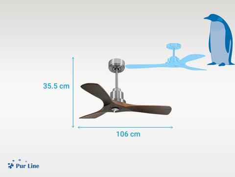 Ventilador de techo Reversible Termostato Dimable Wifi Motor DC Techos Inclinados Mando a Distancia Luz tres tonos Hypersilence Memoria 3
