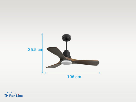 Ventilador de techo Reversible Termostato Dimable Wifi Motor DC Techos Inclinados Mando a Distancia Luz tres tonos Hypersilence Memoria 6