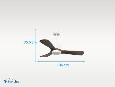 Ventilador de techo Reversible Termostato Dimable Wifi Motor DC Techos Inclinados Mando a Distancia Luz tres tonos Hypersilence Memoria 4