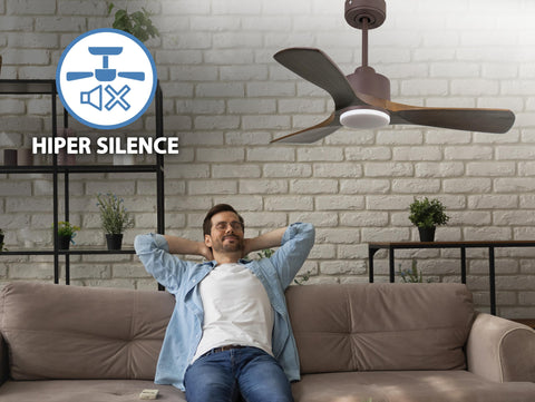 Ventilador de techo Reversible Termostato Dimable Wifi Motor DC Techos Inclinados Mando a Distancia Luz tres tonos Hypersilence Memoria 2
