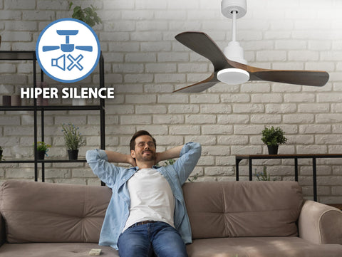 Ventilador de techo Reversible Termostato Wifi Motor DC Techos Inclinados Mando a Distancia Hypersilence Memoria 4