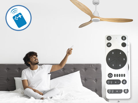 Ventilador de techo Reversible Termostato Wifi Motor DC Techos Inclinados Mando a Distancia Hypersilence Memoria 3