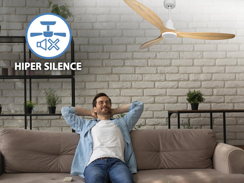 Ventilador de techo Reversible Termostato Wifi Motor DC Techos Inclinados Mando a Distancia Hypersilence Memoria 6