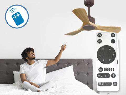 Ventilador de techo Reversible Termostato Wifi Motor DC Techos Inclinados Mando a Distancia Hypersilence Memoria 2