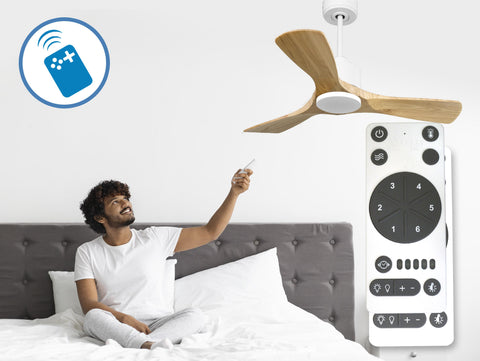 Ventilador de techo Reversible Termostato Wifi Motor DC Techos Inclinados Mando a Distancia Hypersilence Memoria 5