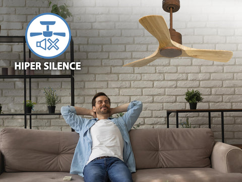 Ventilador de techo Reversible Termostato Wifi Motor DC Techos Inclinados Mando a Distancia Hypersilence Memoria 6