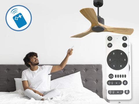 Ventilador de techo Reversible Termostato Wifi Motor DC Techos Inclinados Mando a Distancia Hypersilence Memoria 4