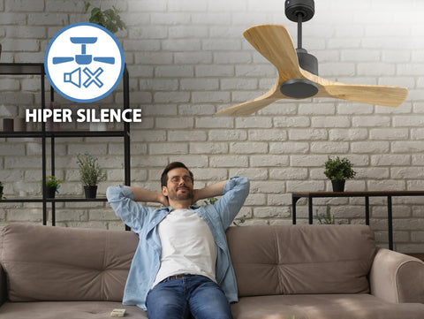 Ventilador de techo Reversible Termostato Wifi Motor DC Techos Inclinados Mando a Distancia Hypersilence Memoria 6