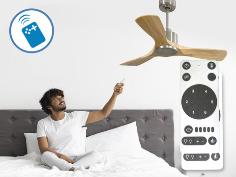 Ventilador de techo Reversible Termostato Wifi Motor DC Techos Inclinados Mando a Distancia Hypersilence Memoria 3