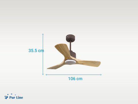 Ventilador de techo Reversible Termostato Dimable Wifi Motor DC Techos Inclinados Mando a Distancia Luz tres tonos Hypersilence Memoria 2