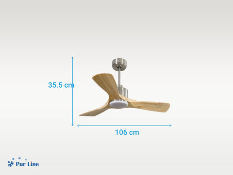 Ventilador de techo Reversible Termostato Dimable Wifi Motor DC Techos Inclinados Mando a Distancia Luz tres tonos Hypersilence Memoria 5