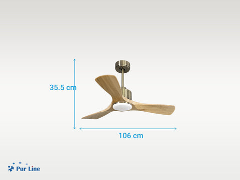 Ventilador de techo Reversible Termostato Dimable Wifi Motor DC Techos Inclinados Mando a Distancia Luz tres tonos Hypersilence Memoria 6