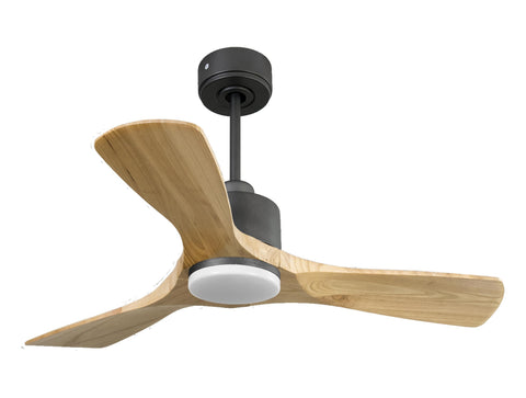 Ventilador de techo Reversible Termostato Dimable Wifi Motor DC Techos Inclinados Mando a Distancia Luz tres tonos Hypersilence Memoria 1