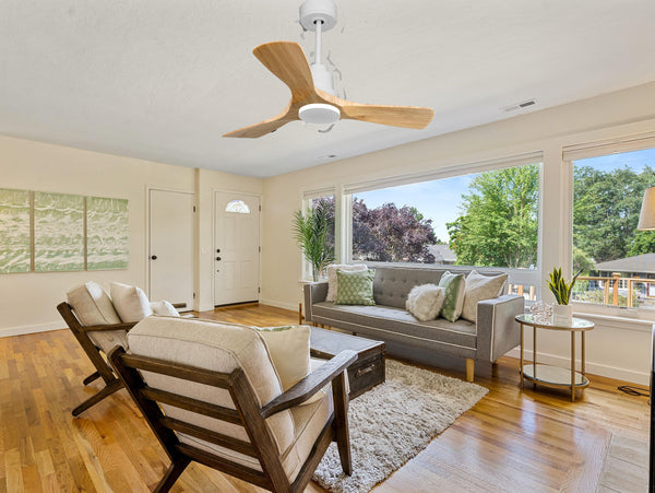 Ventilador de techo Reversible Termostato Wifi Motor DC Techos Inclinados Mando a Distancia Hypersilence Memoria 2