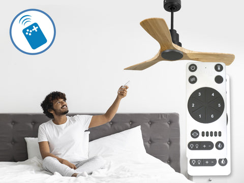Ventilador de techo Reversible Termostato Wifi Motor DC Techos Inclinados Mando a Distancia Hypersilence Memoria 5