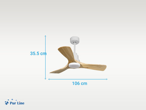 Ventilador de techo Reversible Termostato Dimable Wifi Motor DC Techos Inclinados Mando a Distancia Luz tres tonos Hypersilence Memoria 5